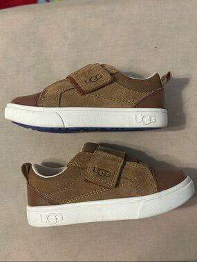 UGG Kids' Brown Suede & Leather Strap Sneakers- Size Toddler 8